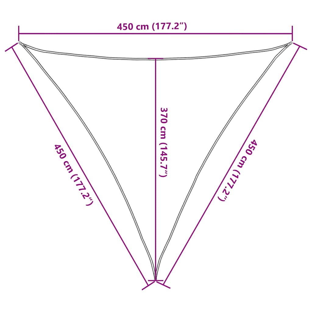 Jedro za zaštitu od sunca 160 g/m² Trokutasto pijesak 4,5x4,5x4,5 m HDPE