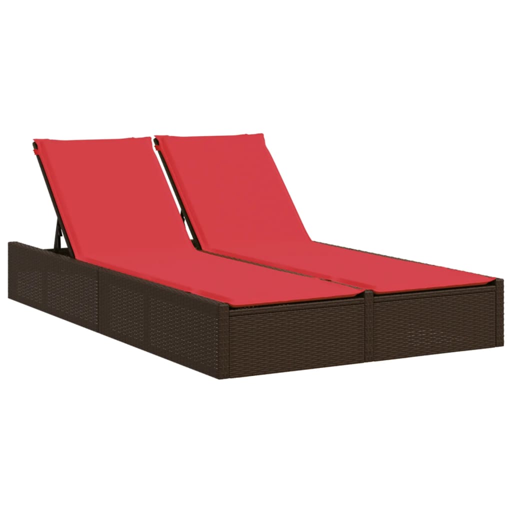 Dvostruka ležaljka s jastucima, smeđa, poliratan