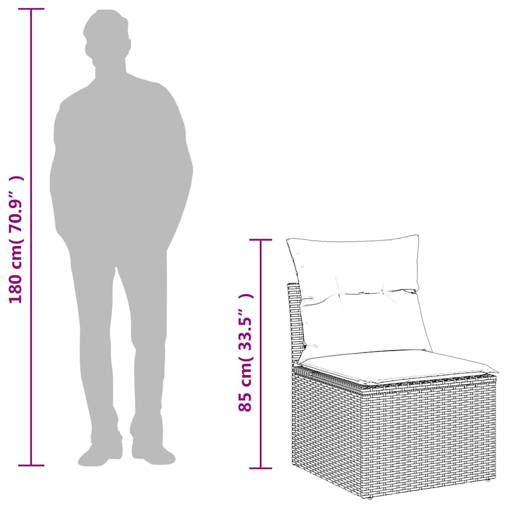 Vrtni set od 8 dijelova s jastucima, sivi poliratan