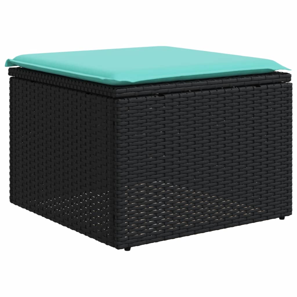 Vrtni set od 4 dijela s jastucima, crni poliratan