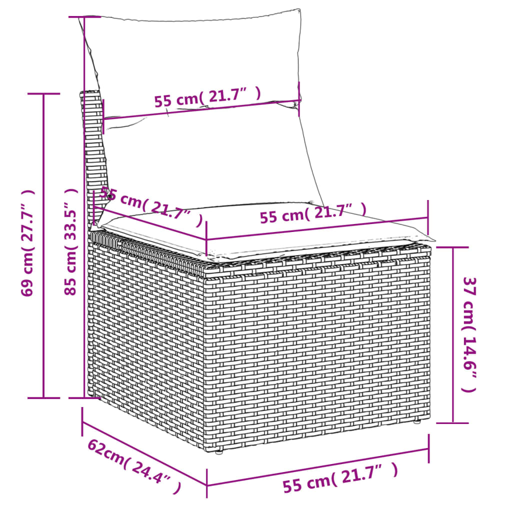 Vrtni set s jastucima, 13 dijelova, crni poliratan