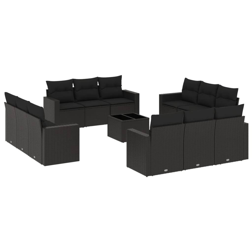 13-dijelni set vrtnih sofa s jastucima poliratan crni Crna