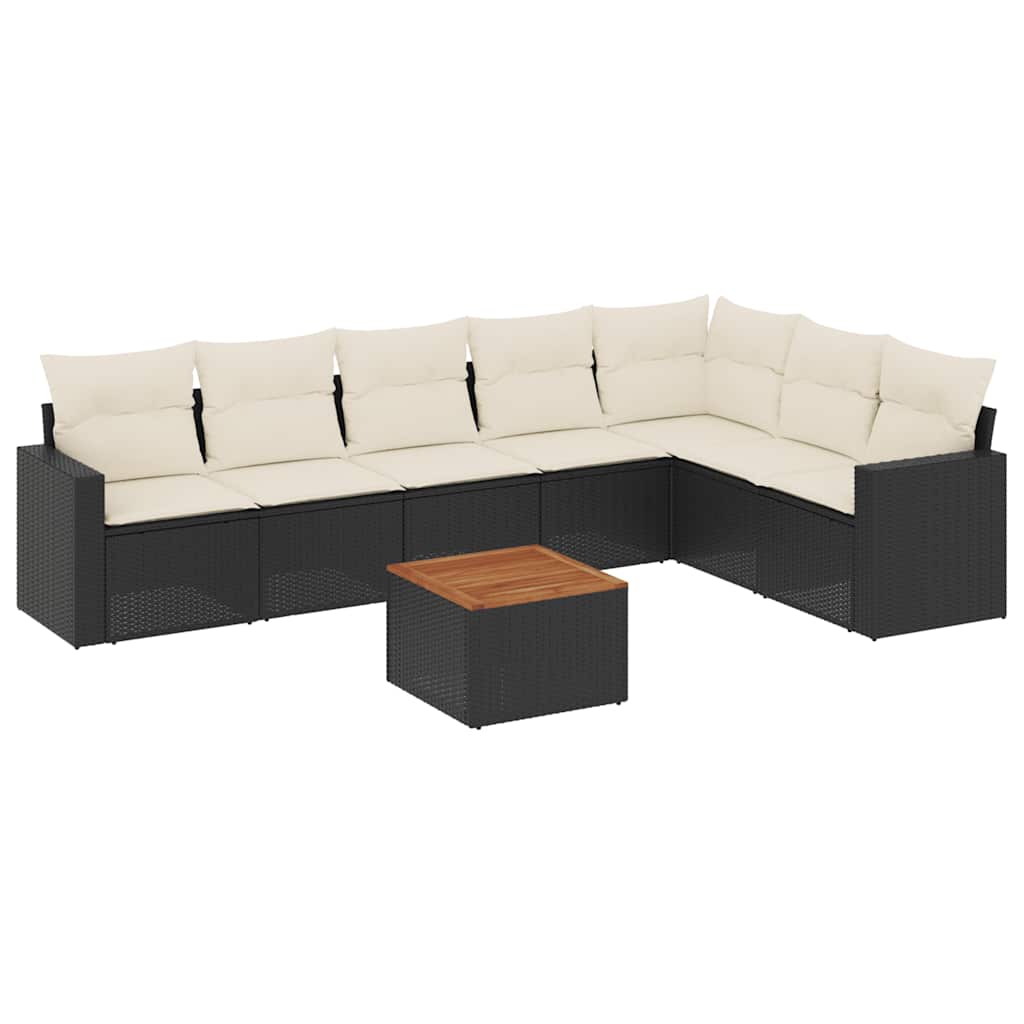 8-dijelni set vrtnih sofa od poliratana s jastucima crni Crna