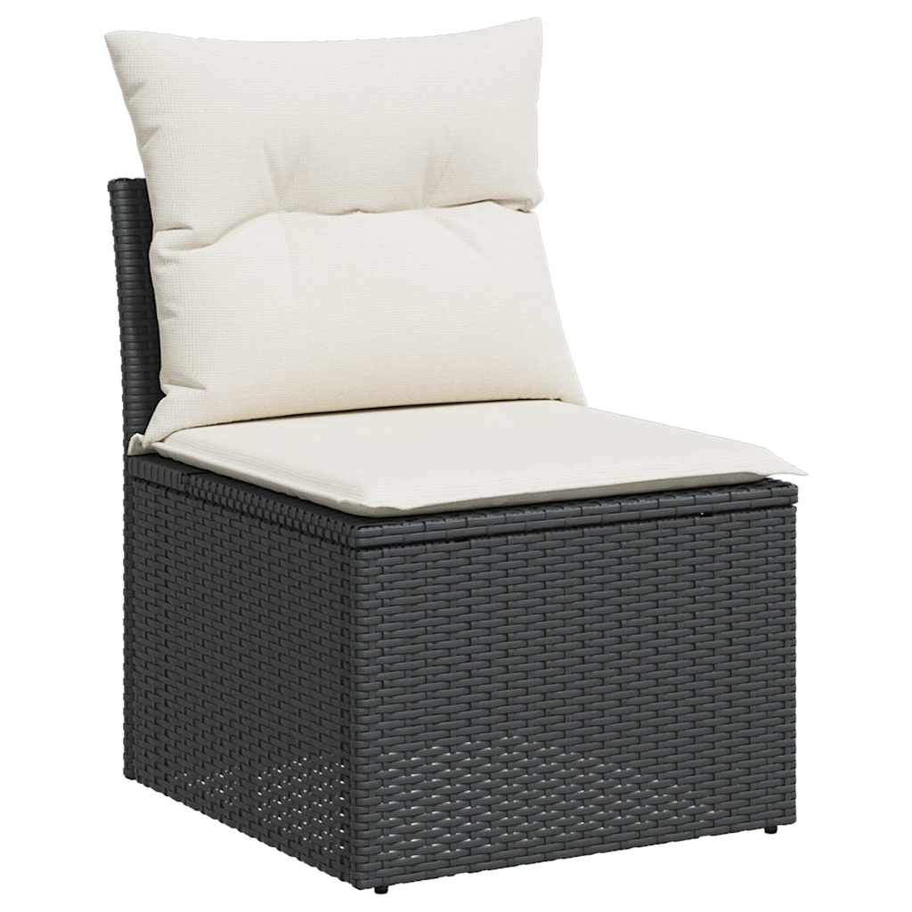 8-dijelni set vrtnih sofa od poliratana s jastucima crni Crna