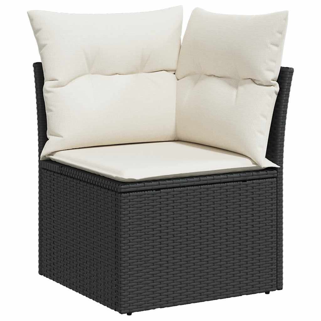 8-dijelni set vrtnih sofa od poliratana s jastucima crni Crna