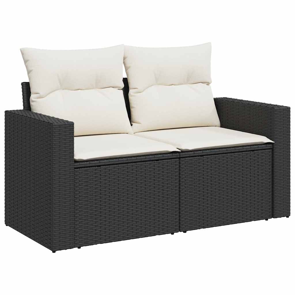 8-dijelni set vrtnih sofa od poliratana s jastucima crni Crna