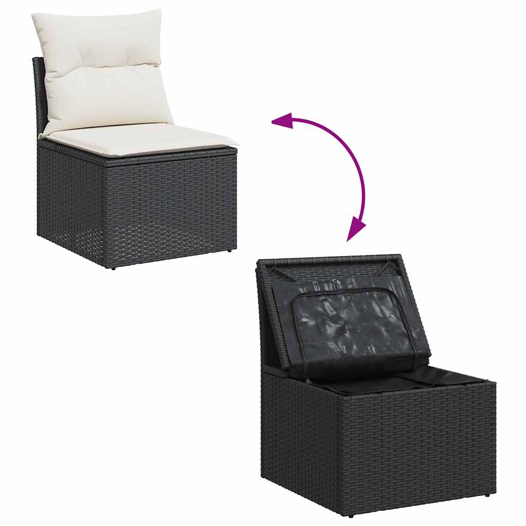 10-dijelni set vrtnih sofa s jastucima crni od poliratana Crna