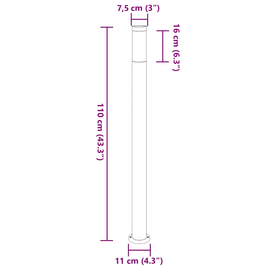 Stupić za svjetlo 110 cm od nehrđajućeg čelika IP44