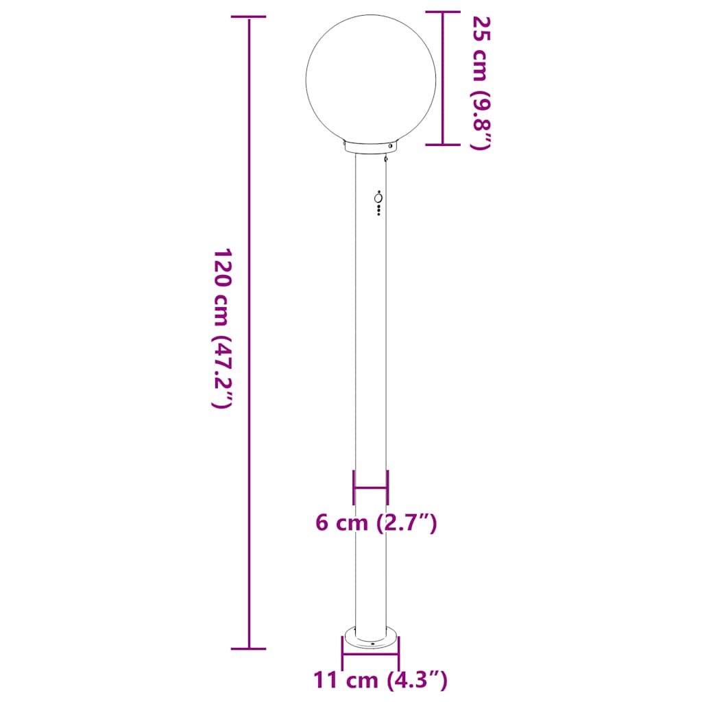 Stupić sa senzorom 3 kom 120 cm crne IP44