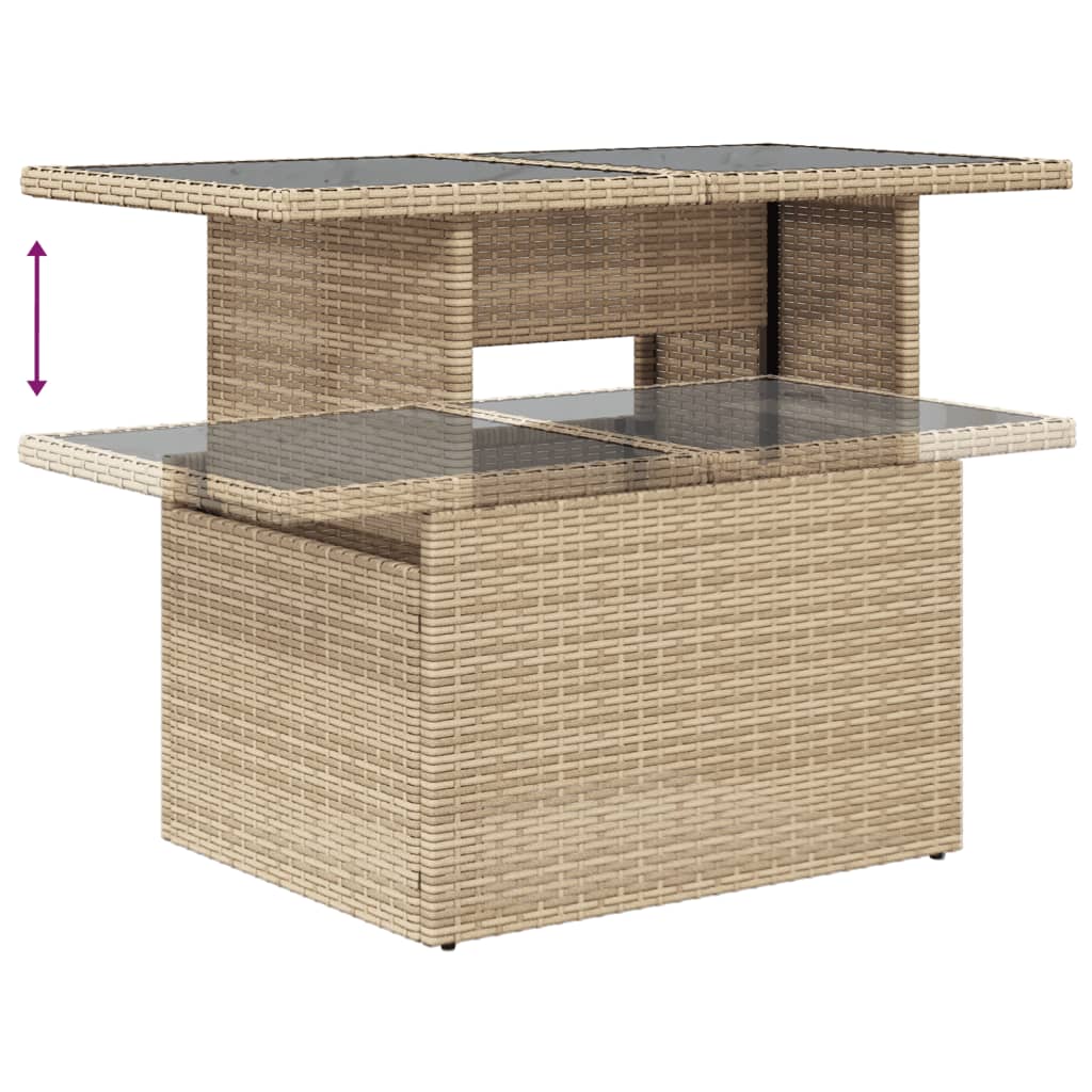 10-dijelni set vrtnih sofa s jastucima bež od poliratana 100 x 55 x 73 cm