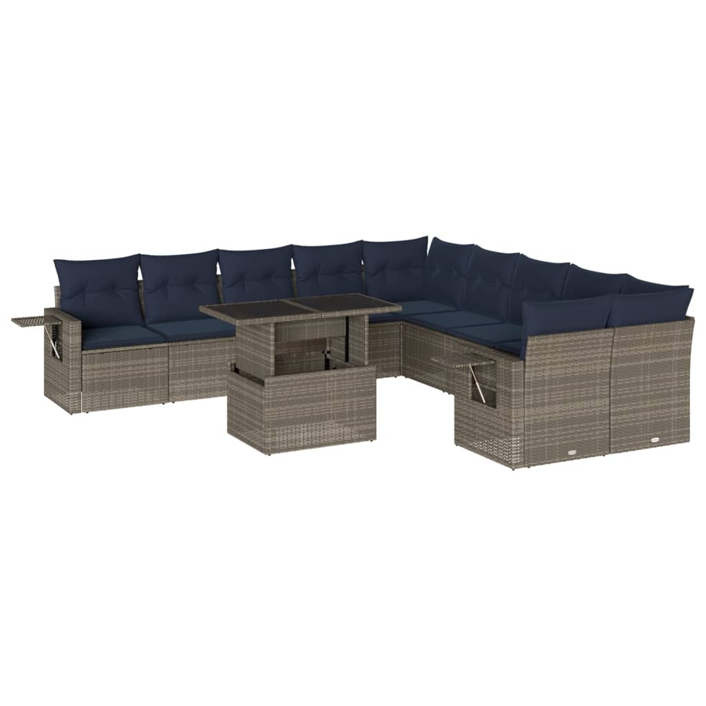 11-dijelni vrtni set s jastucima, sivi poliratan