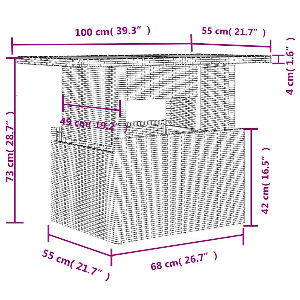 Vrtni set od 9 dijelova s jastucima, sivi poliratan