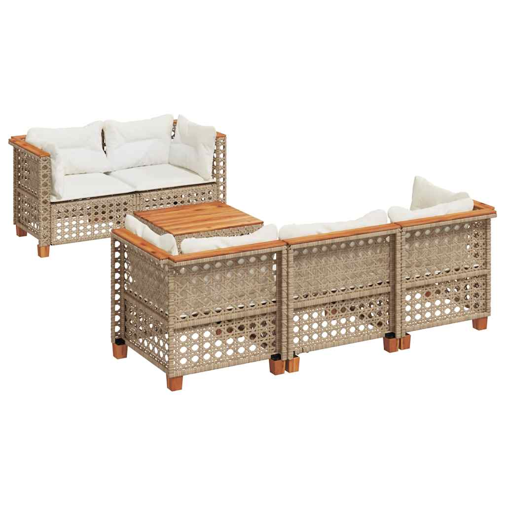 6-dijelni set vrtnih sofa s jastucima bež od poliratana 55 x 55 x 36 cm