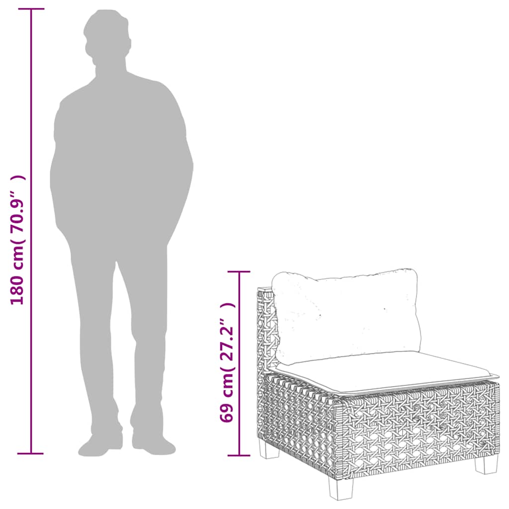 7-dijelni set vrtnih sofa od poliratana s jastucima bež 55 x 55 x 36 cm