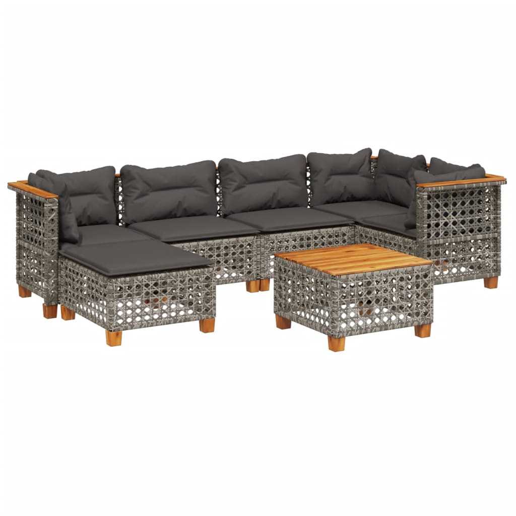 7-dijelni set vrtnih sofa sivi od poliratana Siva 55 x 55 x 36 cm
