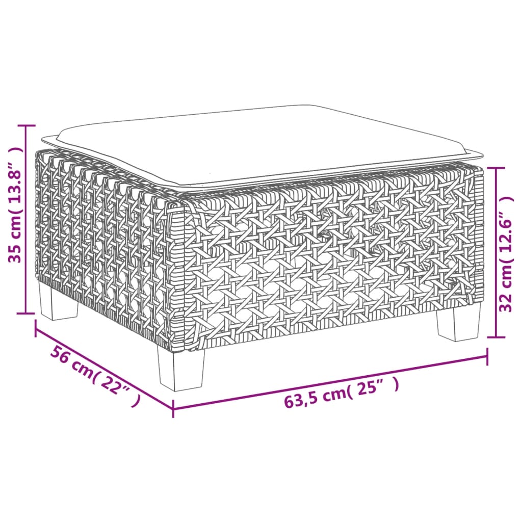 7-dijelni set vrtnih sofa sivi od poliratana Siva 55 x 55 x 36 cm