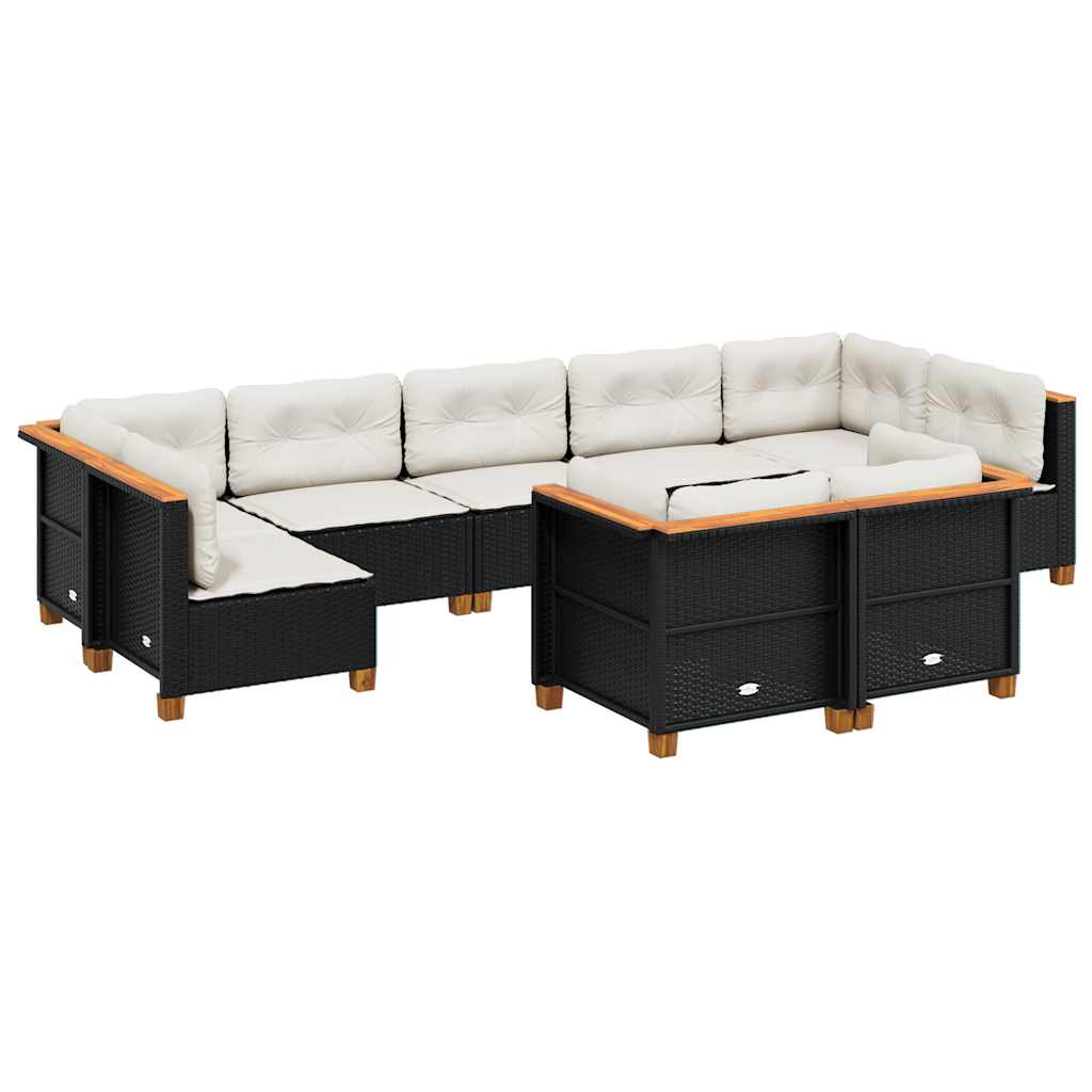 10-dijelni set vrtnih sofa s jastucima od poliratana 55 x 55 x 36 cm