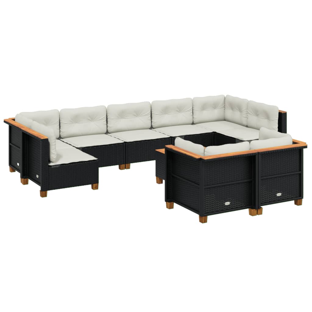 10-dijelni set vrtnih sofa s jastucima od poliratana 55 x 55 x 36 cm