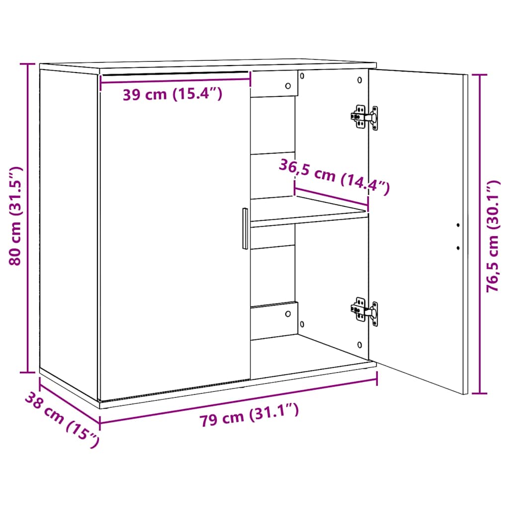 Komoda 2 kom boja dimljenog hrasta 79x38x80cm konstruirano drvo