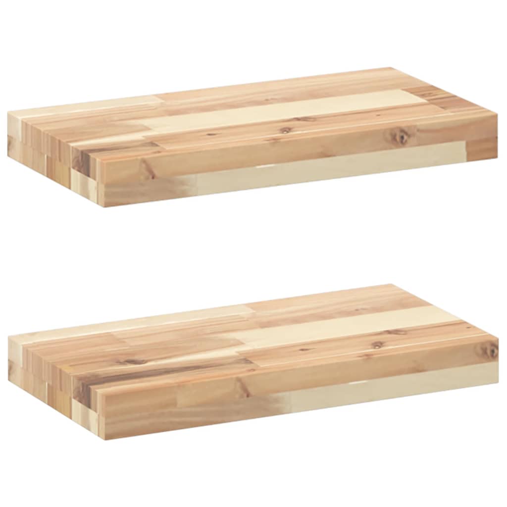 Plutajuće police 2 kom 40x20x4 cm Neobrađeno puno drvo akacije