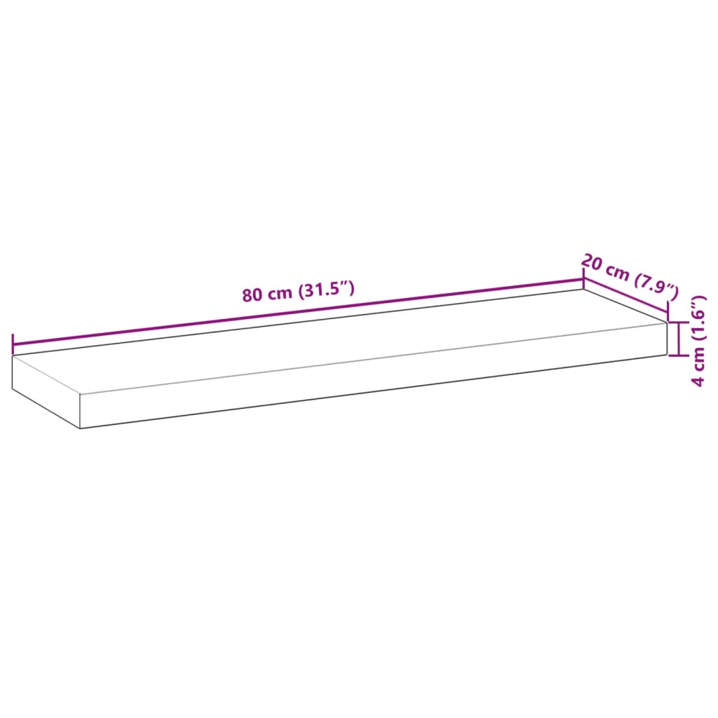 Plutajuća polica 80x20x4 cm Neobrađeno puno drvo akacije