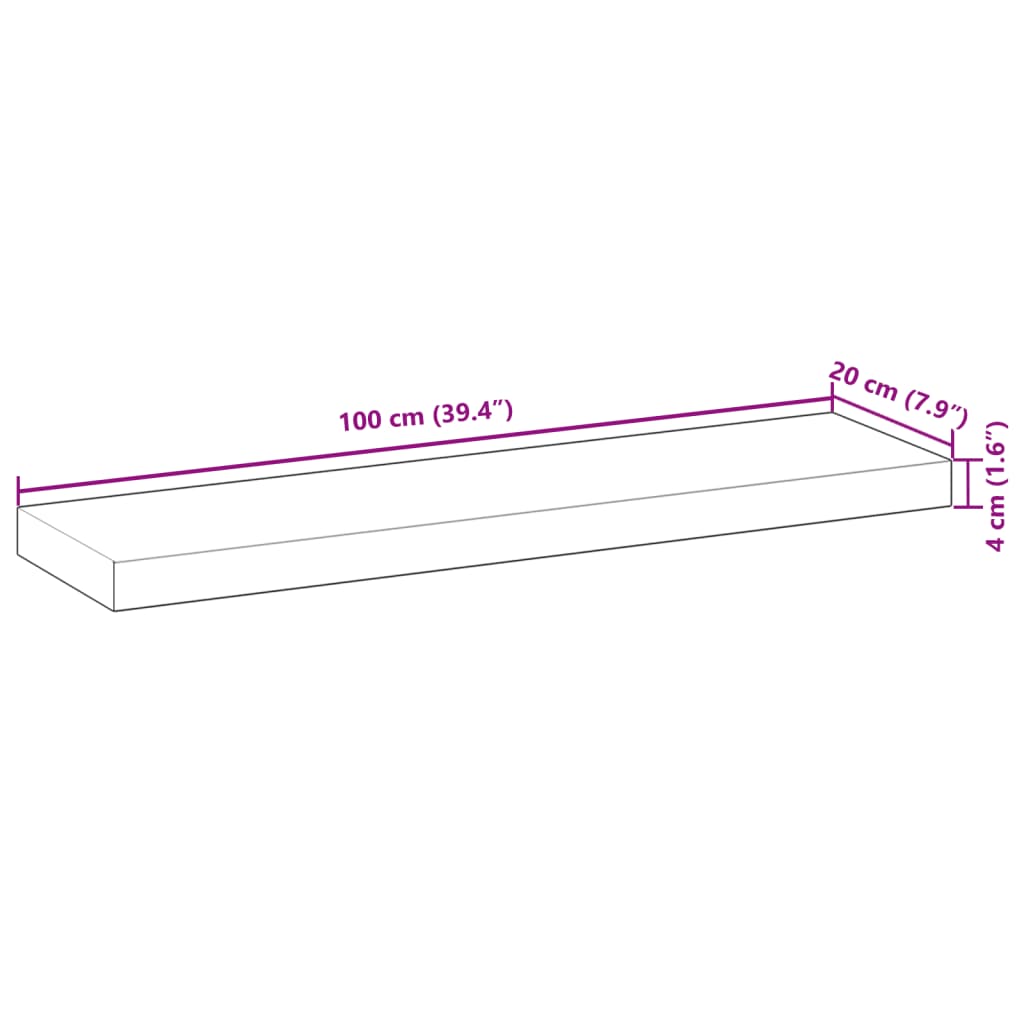 Plutajuće police 2 kom 100x20x4 cm Masivno drvo akacije s uljnim premazom