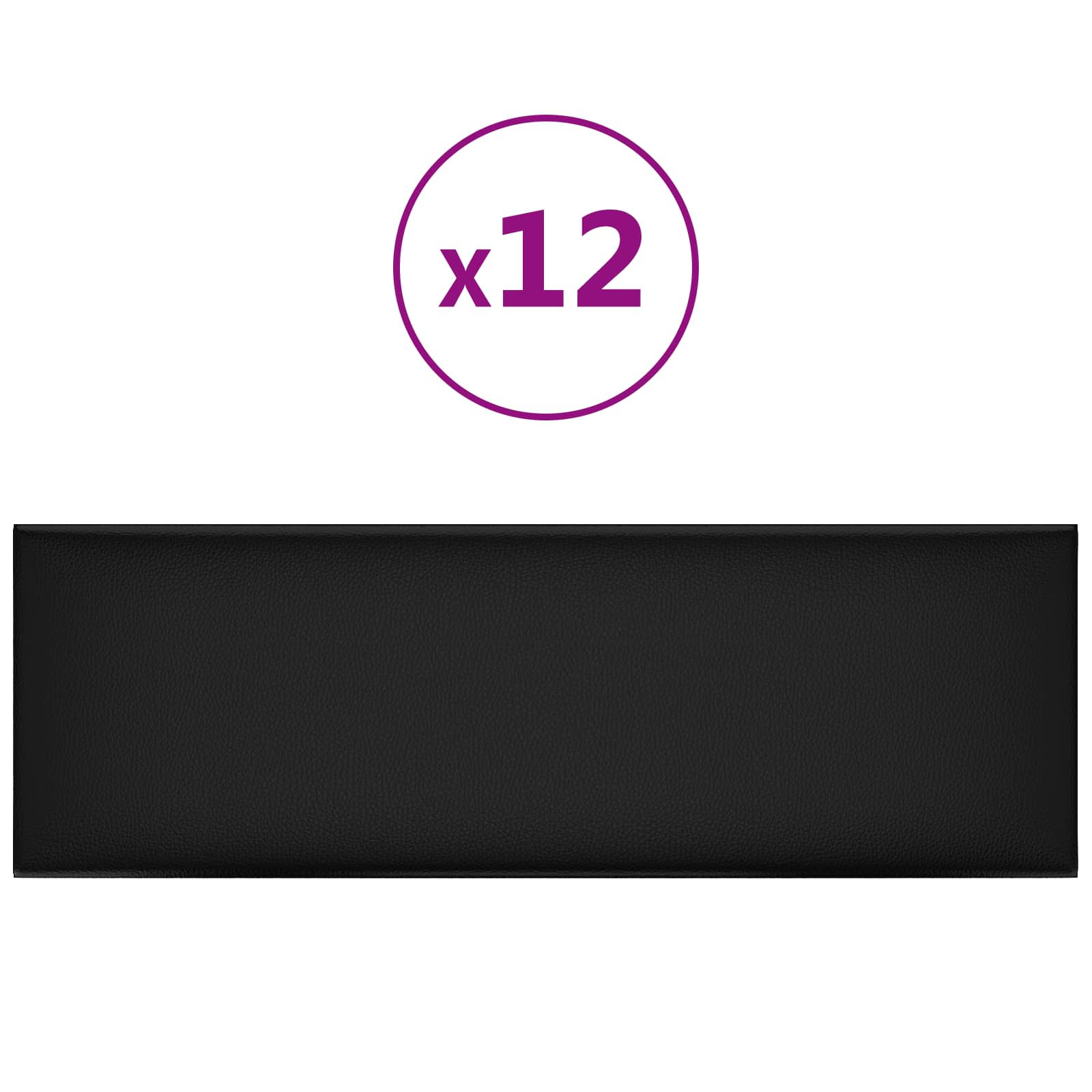 Zidna uzglavlja 12 pcs 90 x 30 cm Crna tkanina