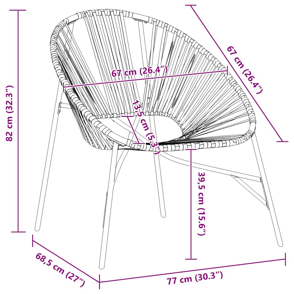 Vrtna stolica jaje crna i svijetlosiva poli ratan