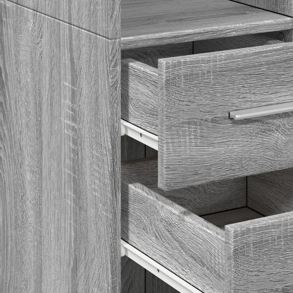 Uski ormarić za pohranu siva boja hrasta 40x42,5x225 cm drveni