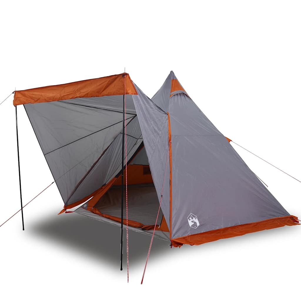 Obiteljski šator tipi 6 osoba sivo-narančasti vodootporni