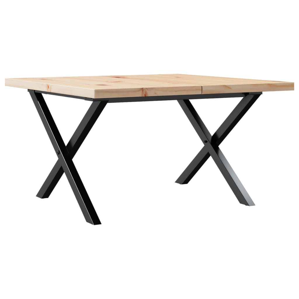 Stolić za kavu X-oblika 60x60x40,5 cm od borovine i čelik