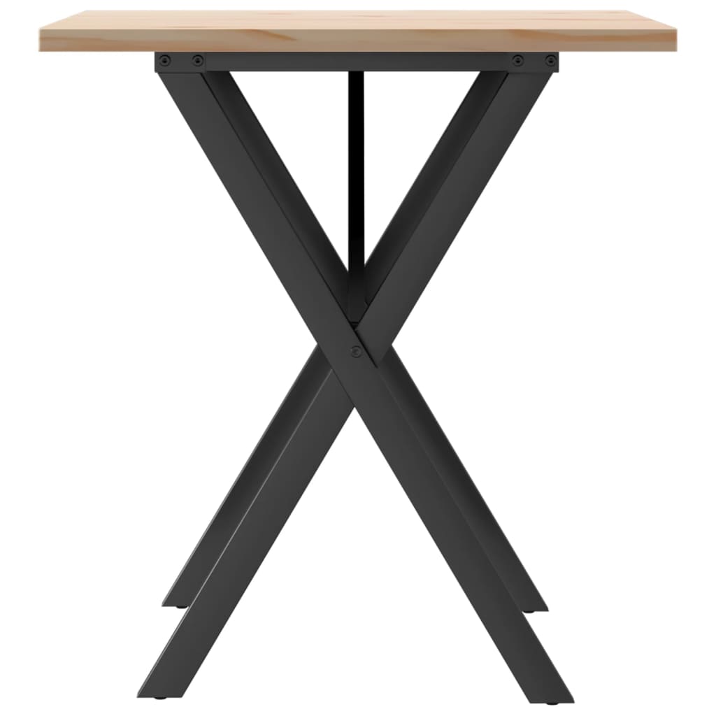 Blagovaonski stol X-oblika 60x60x75,5 cm od borovine i čelik