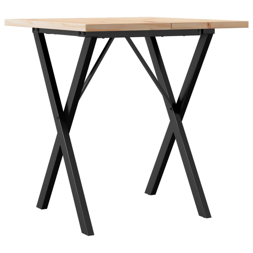 Blagovaonski stol X-oblika 60x60x75,5 cm od borovine i čelik