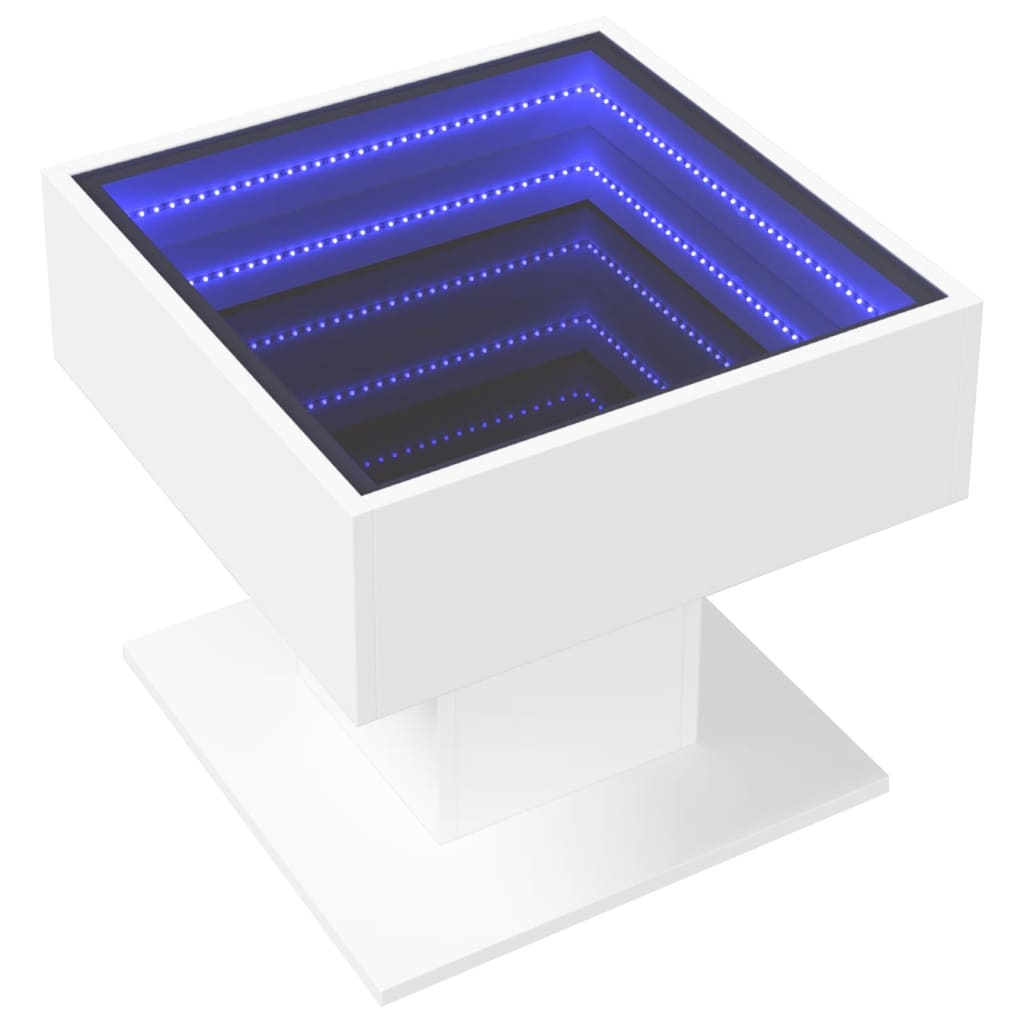 Stolić za kavu LED bijeli 50x50x45 cm od konstruiranog drva