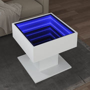 Stolić za kavu LED bijeli 50x50x45 cm od konstruiranog drva