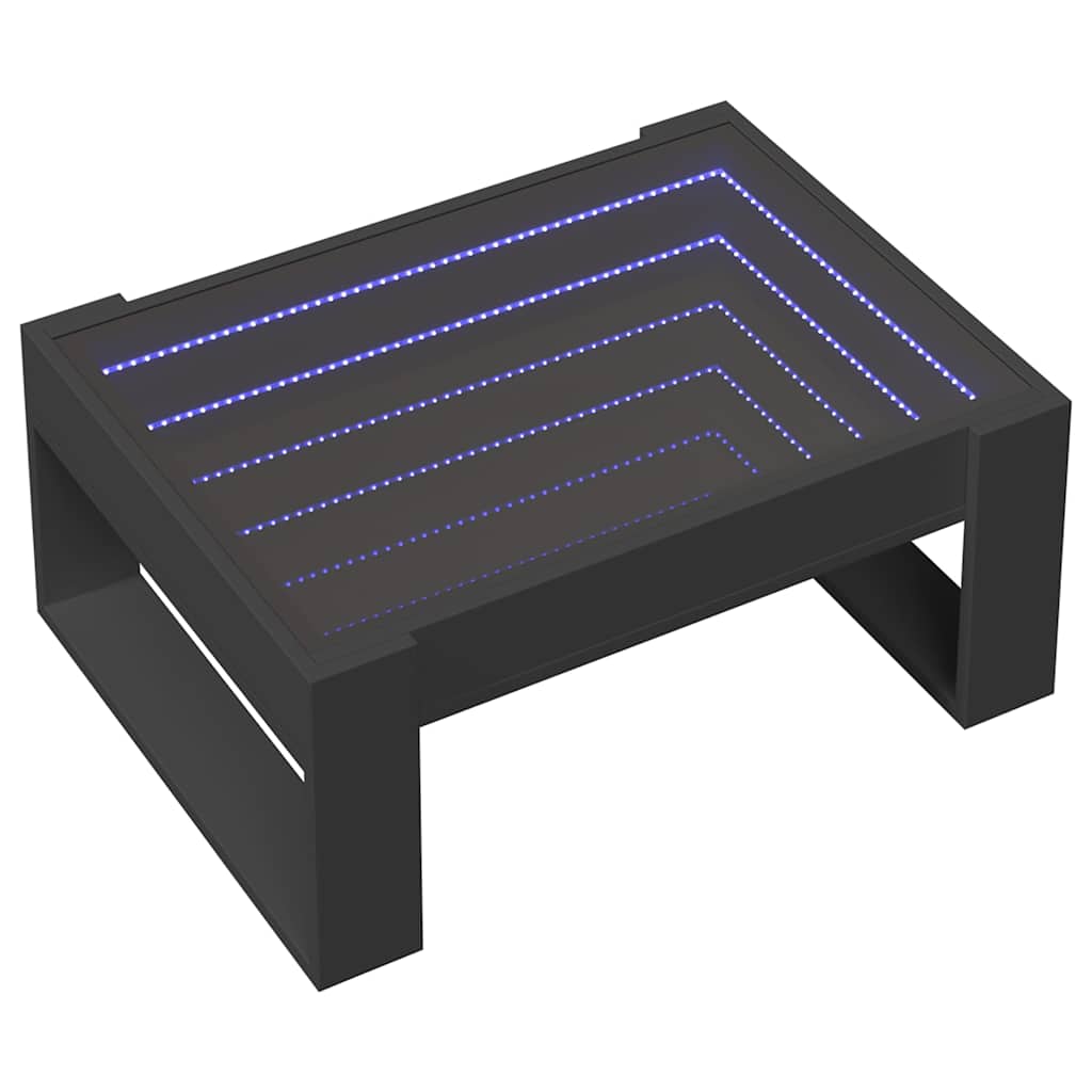Stolić za kavu s beskonačnim LED svjetlima crni 70x53x30 cm