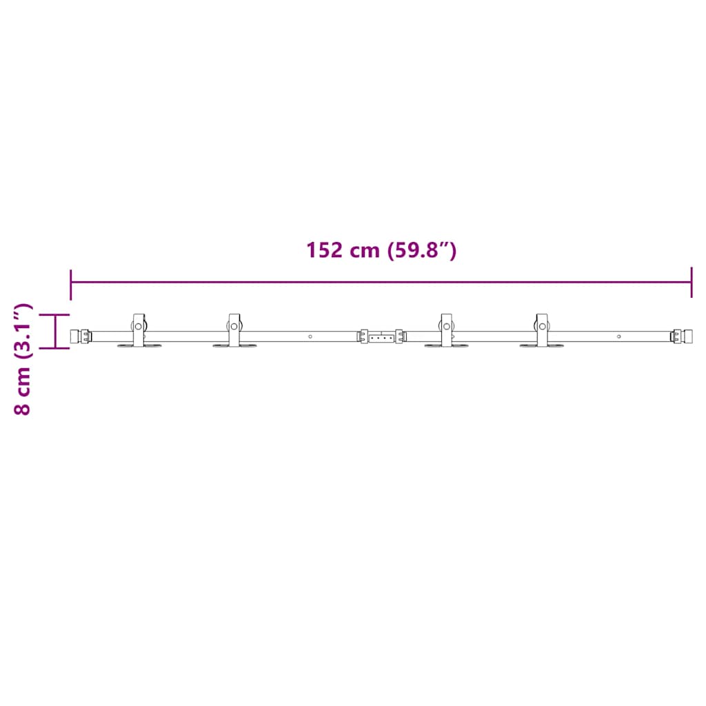 Komplet kliznih vrata ormarića 152 cm ugljični čelik