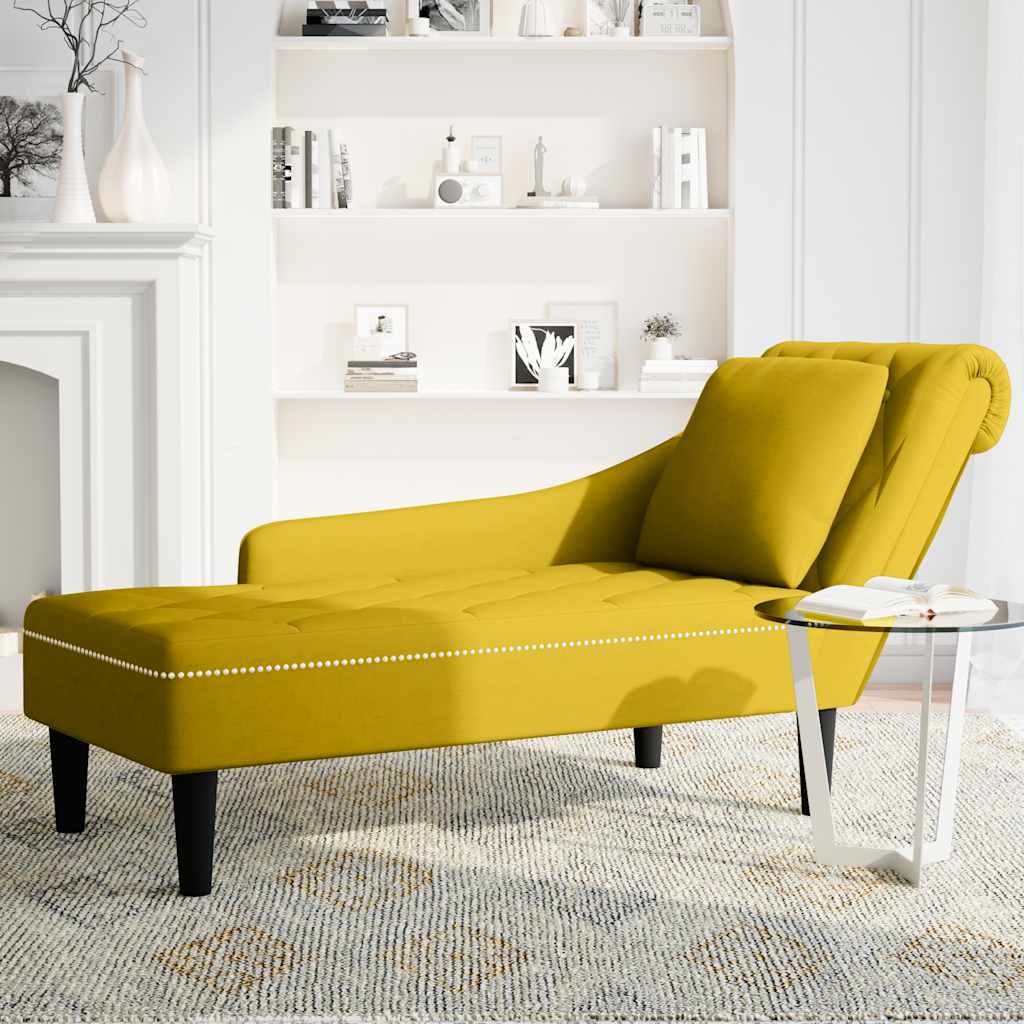 Počivaljka od baršun s jastukom i rukonaslonom žuta