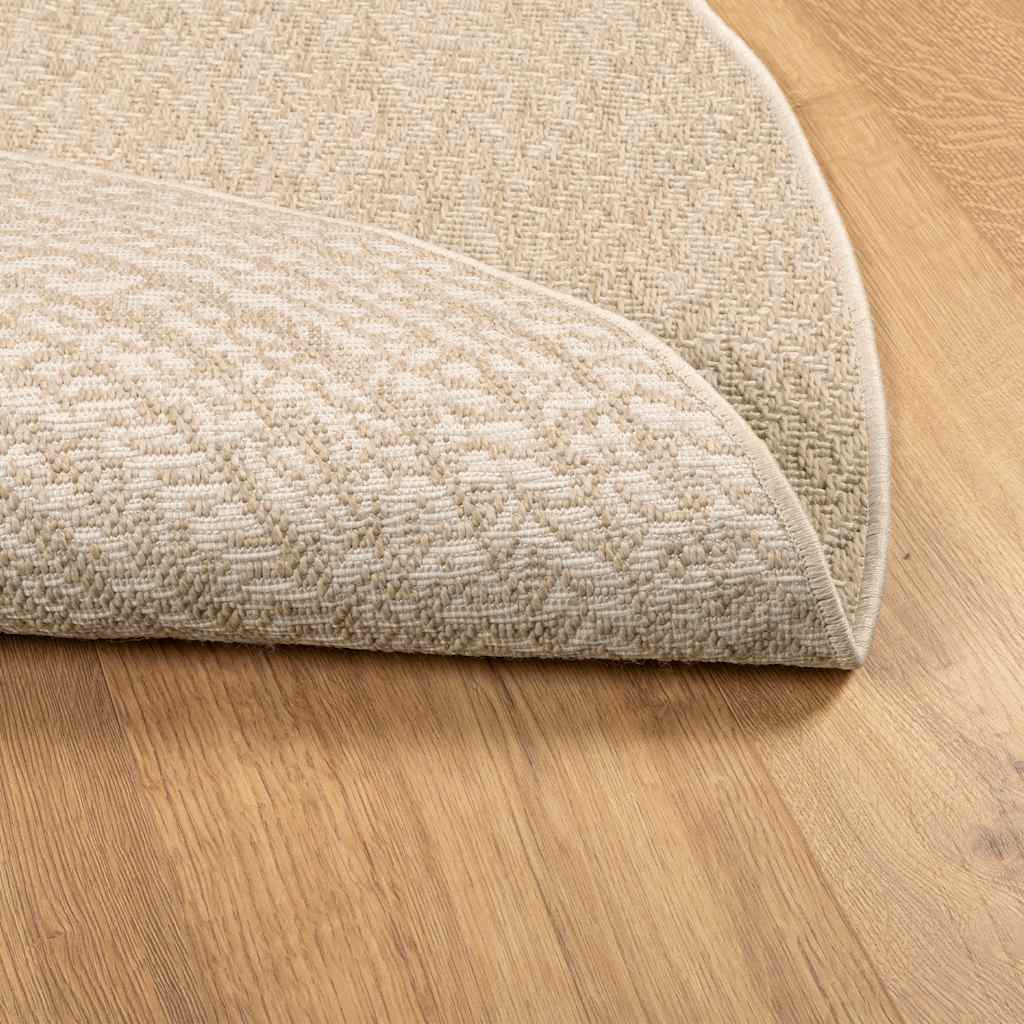Tepih ZIZUR bež Ø 120 cm s izgledom jute unutarnji i vanjski
