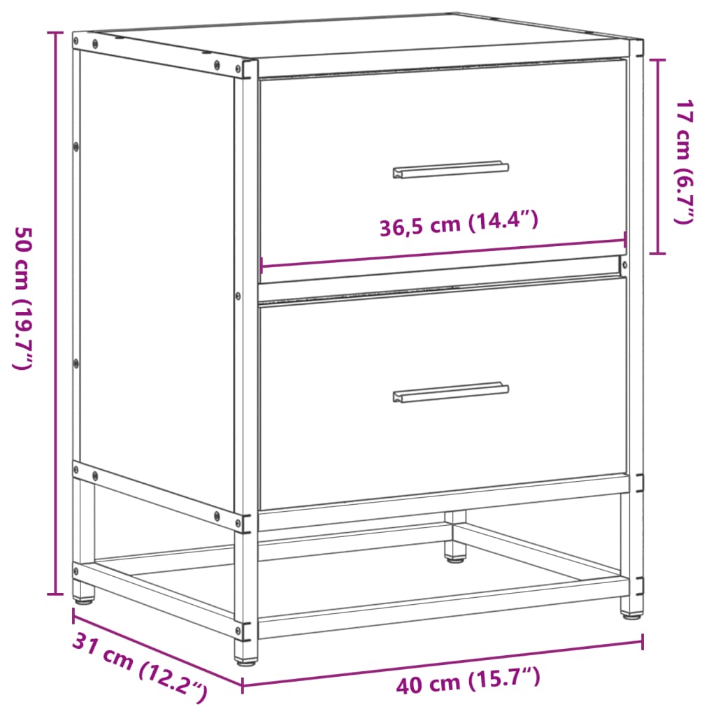Noćni ormarić boja hrasta sonome 40x31x50 cm konstruirano drvo