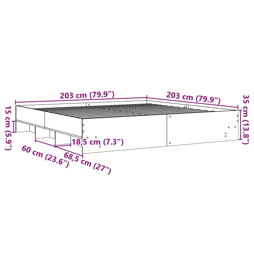 Okvir kreveta bez madraca boja hrasta 200x200 cm drveni
