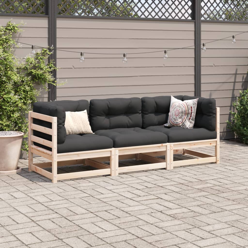3-dijelni set vrtnih sofa od masivne borovine