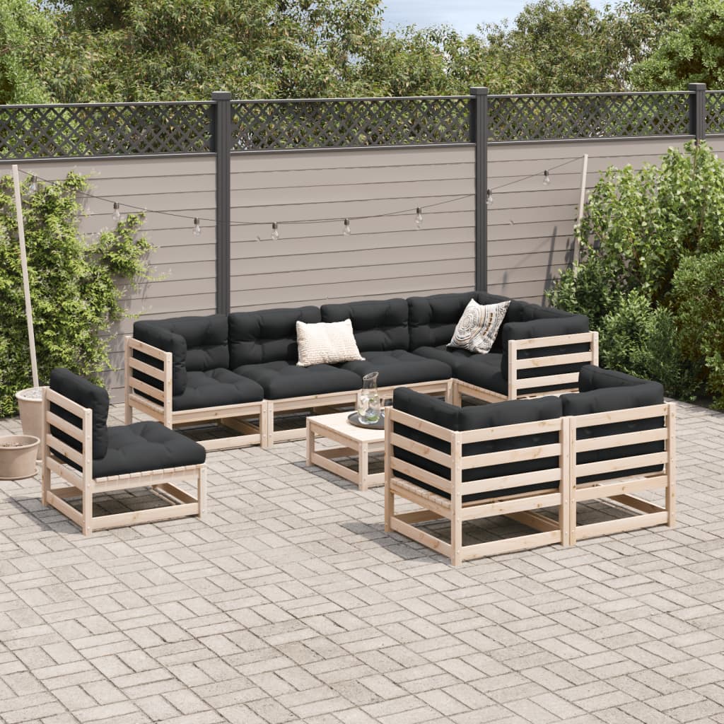9-dijelni set vrtnih sofa od masivne borovine