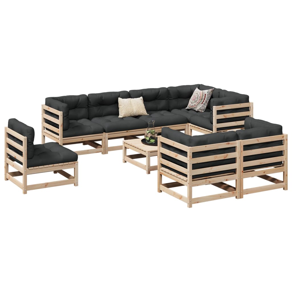 9-dijelni set vrtnih sofa od masivne borovine