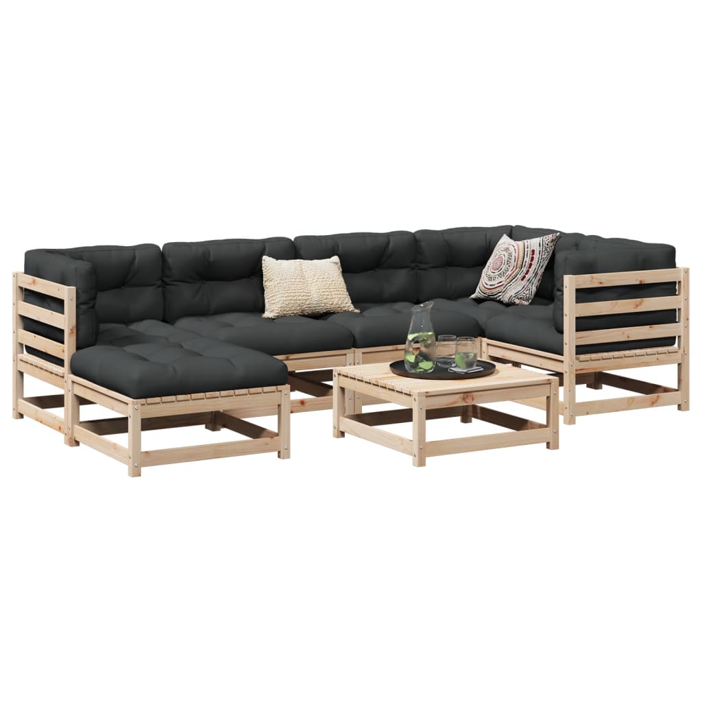 7-dijelni set vrtnih sofa od masivne borovine