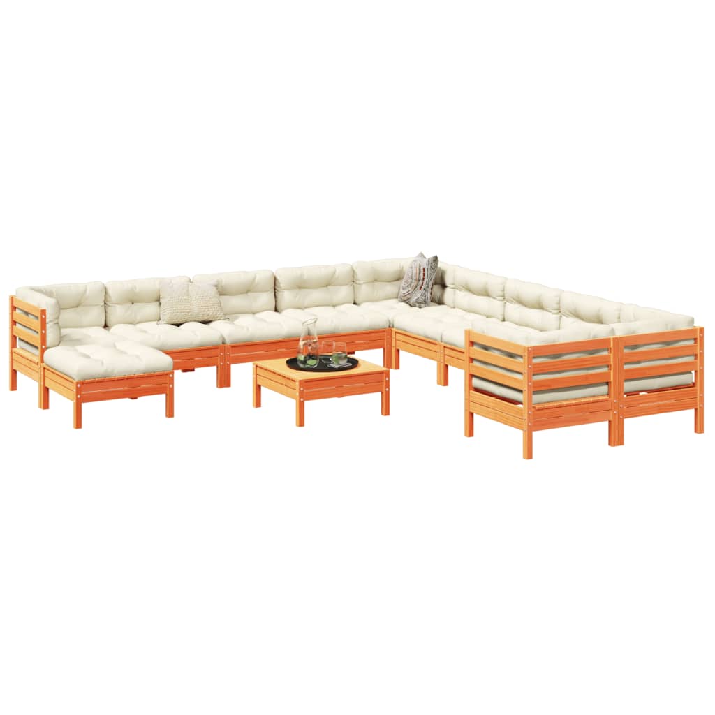 12-dijelni set vrtnih sofa s jastucima voštano smeđi borovine