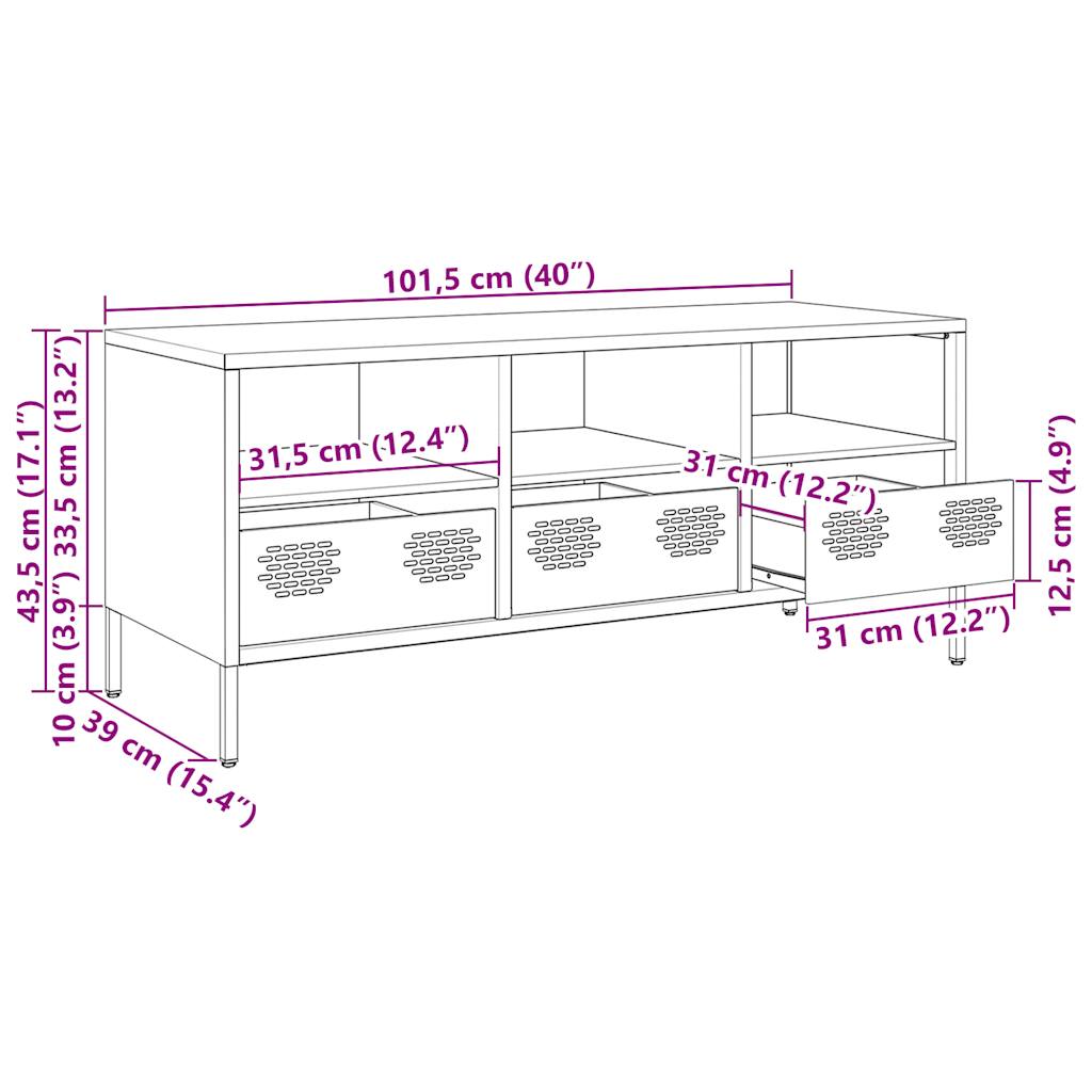 TV ormarić maslinastozeleni 101,5 x 39 x 43,5 cm čelični