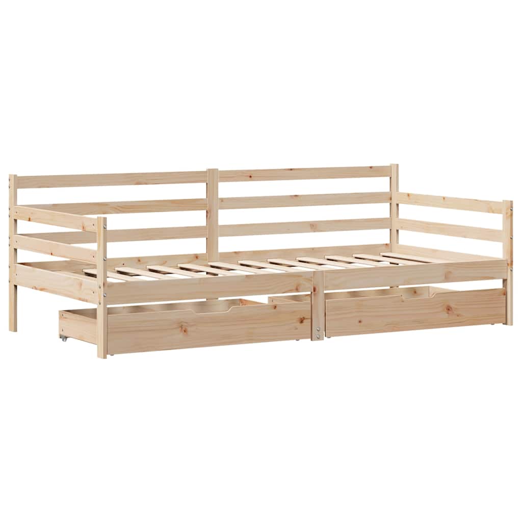 Dnevni krevet s ladicama bez madraca bijeli 80x200 cm masivno drvo