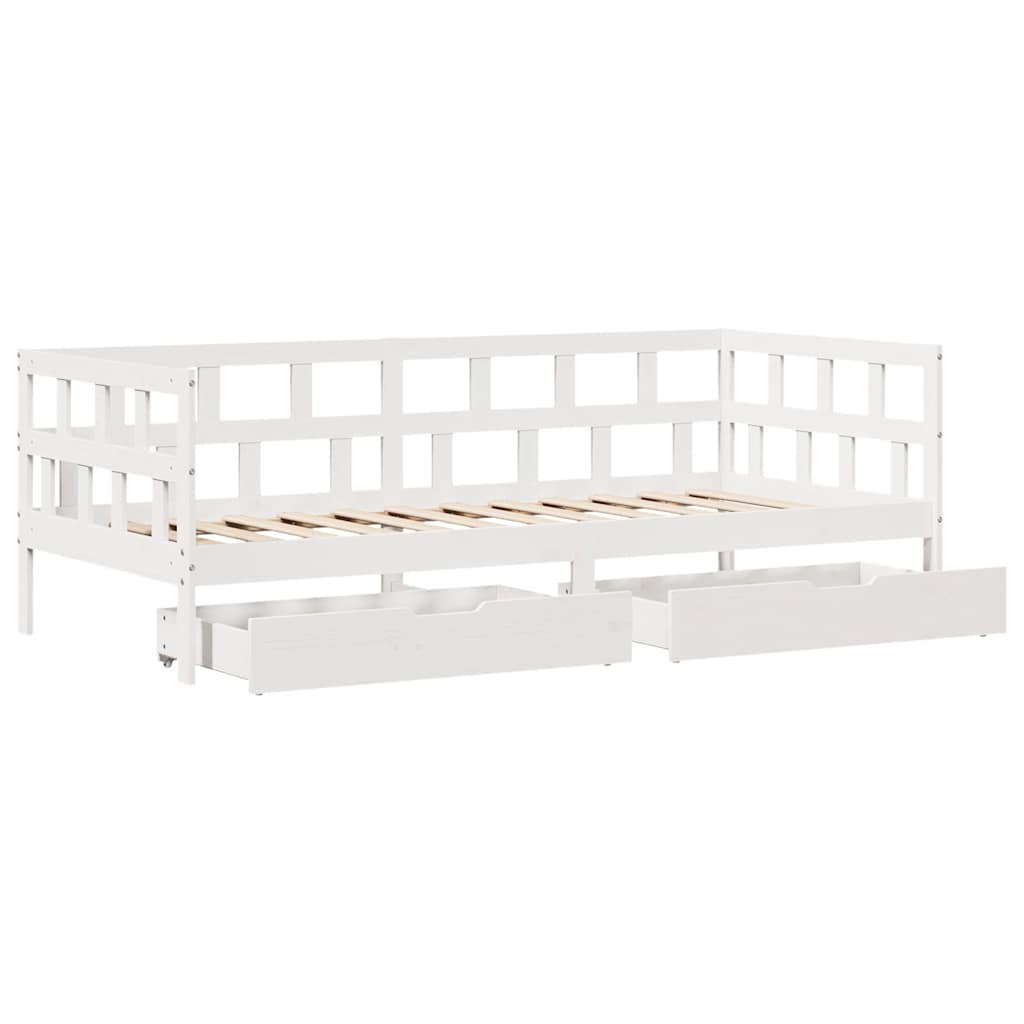 Dnevni krevet s ladicama bez madraca bijeli 80x200 cm masivno drvo
