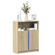 Komoda s LED svjetlima boja hrasta 77 x 34 x 100 cm drvena
